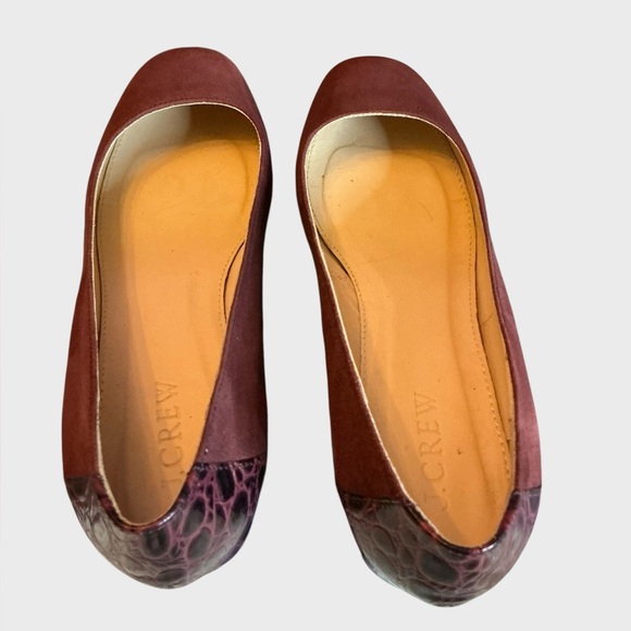 J.Crew Evelyn Croc Embossed Block Heel Suede Pumps - Picture 6 of 9